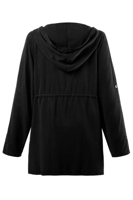Parka, Kapuze, asymetrischer Reißverschluss, weite Form, Tunnelzug
