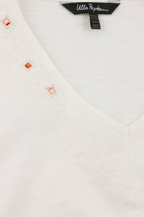 Mirror Embroidery V-Neck Short Sleeve Knit Top