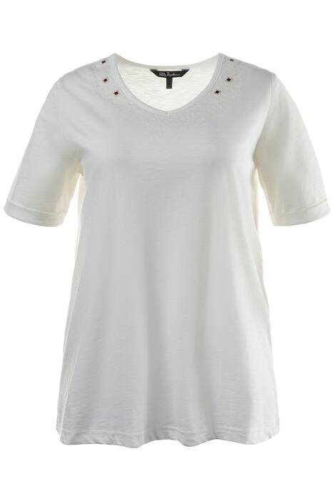 Mirror Embroidery V-Neck Short Sleeve Knit Top