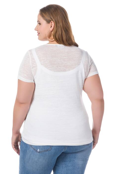 T-shirt, fashionmotief met pailletten, korte mouwen, gevlamde jersey