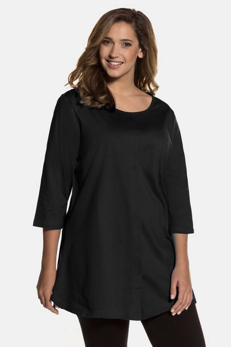 Pintuck Front 3/4 Sleeve Cotton Knit Swing Tunic