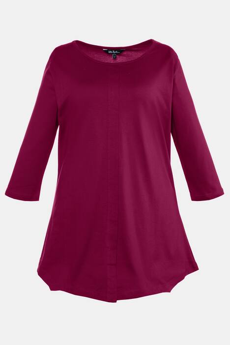Pintuck Front 3/4 Sleeve Cotton Knit Swing Tunic