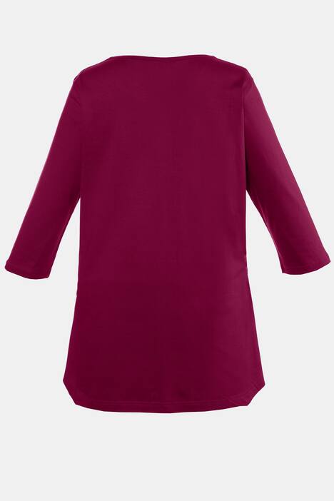 Pintuck Front 3/4 Sleeve Cotton Knit Swing Tunic