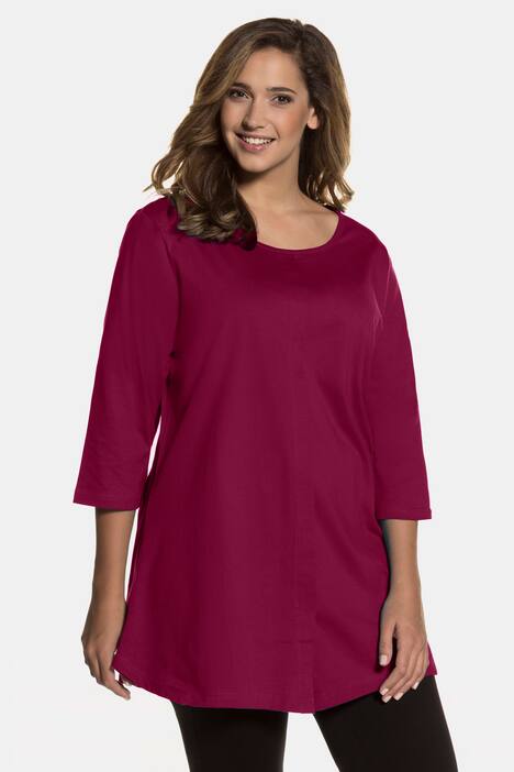 Pintuck Front 3/4 Sleeve Cotton Knit Swing Tunic