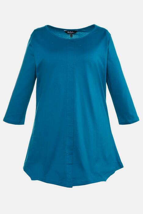 Pintuck Front 3/4 Sleeve Cotton Knit Swing Tunic