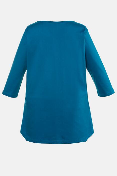 Pintuck Front 3/4 Sleeve Cotton Knit Swing Tunic