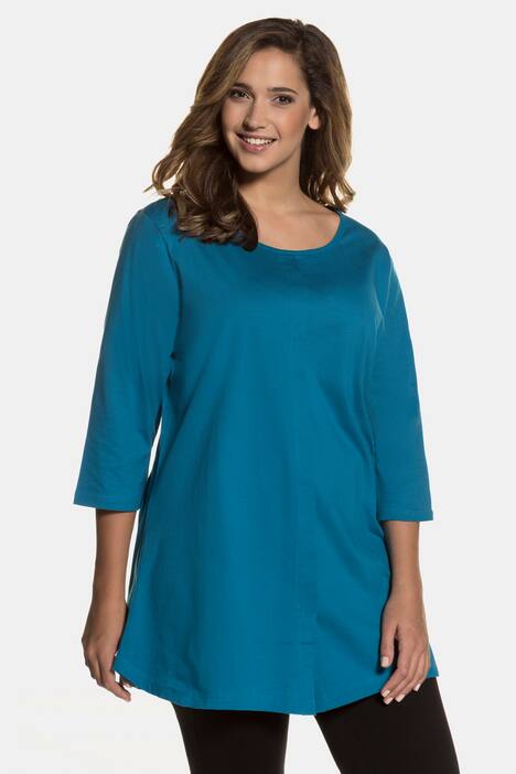 Pintuck Front 3/4 Sleeve Cotton Knit Swing Tunic