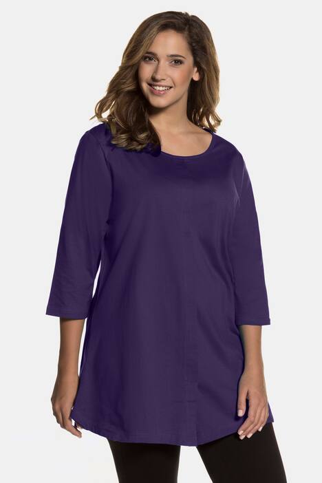 Pintuck Front 3/4 Sleeve Cotton Knit Swing Tunic