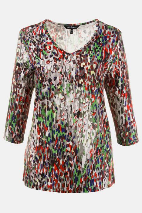 Shirt, V-Ausschnitt, 3/4-Ärmel, A-Line, bis Gr. 66/68