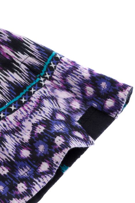 Purple Border Print Graphic V-Neck 3/4 Sleeve Cotton Knit Tunic