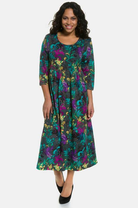 Kleid, geblümter Jersey, 3/4-Ärmel, Relaxed, bis Gr. 66/68