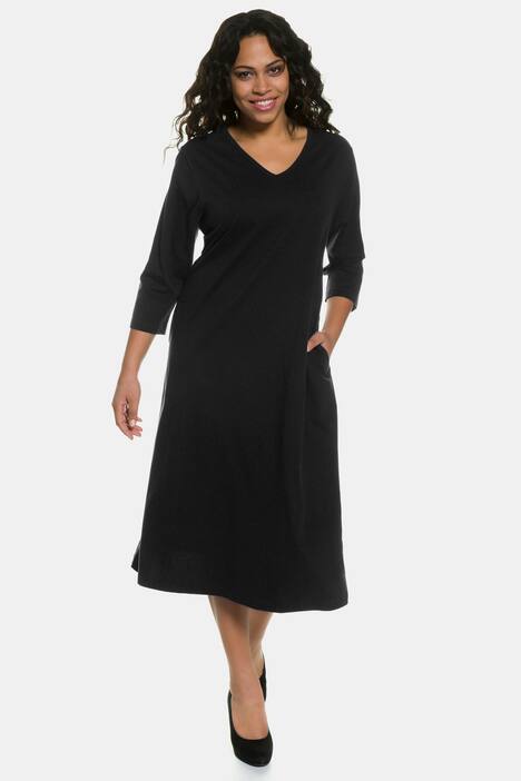 Kleid, V-Ausschnitt, Relaxed, reine Baumwolle