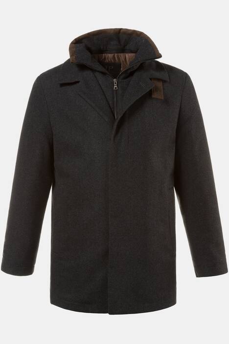 Wool Cashmere Blend Inside Vest Zip Front Lined Coat