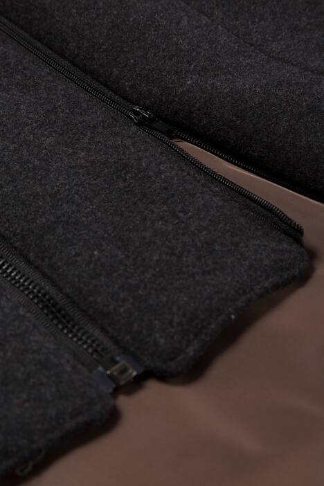 Wool Cashmere Blend Inside Vest Zip Front Lined Coat
