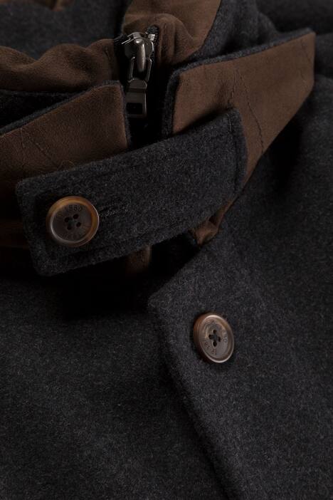 Wool Cashmere Blend Inside Vest Zip Front Lined Coat