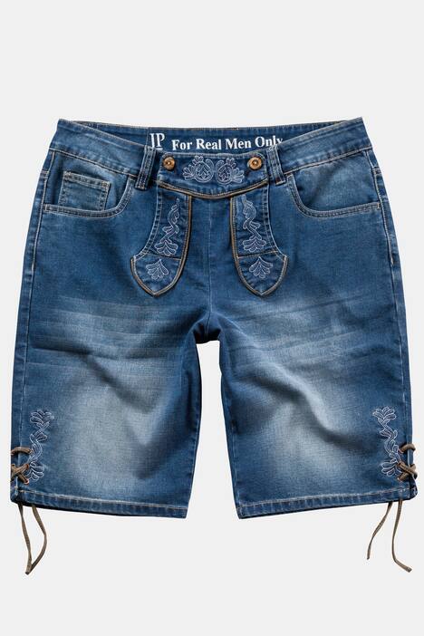 Trachten-Bermuda, Jeans, Stickereien