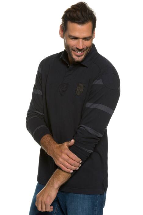 Stripe Long sleeve Sleeve Quilted Shoulder Rugby Sweatshirt