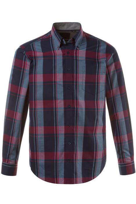 Large Navy Stripe Plaid Modern Fit L/S Shirt