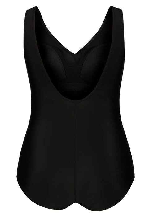 Faux Surplice Jewel Accent Square Back Swimsuit