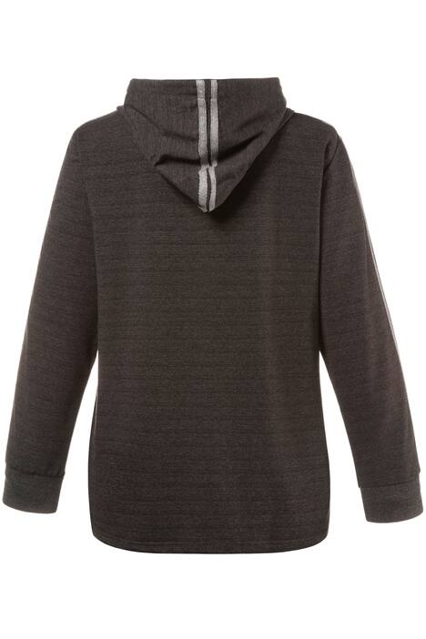 Metallic Side Piped Drawstring Hood Zip Front Knit Jacket