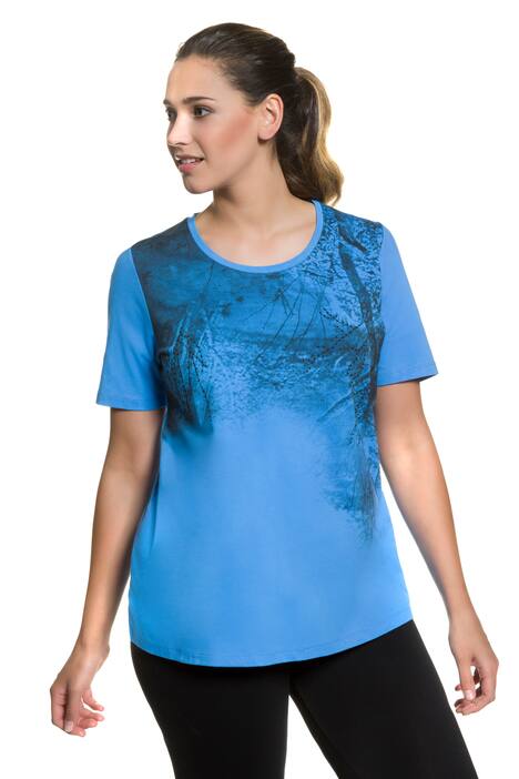 Tree Photo Print Gem Accent Round Neck Short Sleeve Tee