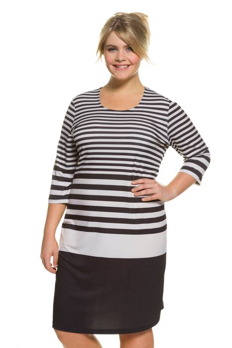 Colorblock Stripe Round Neck Stretch Knit Nightgown