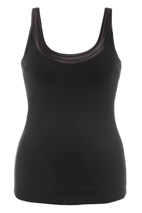 Satin Trim Body Forming Viscose Nylon Blend Stretch Tank Shape Hold Medium