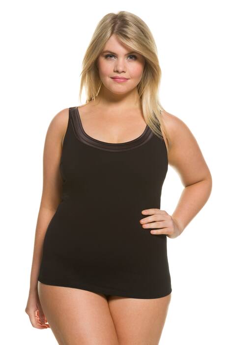 Satin Trim Body Forming Viscose Nylon Blend Stretch Tank Shape Hold Medium