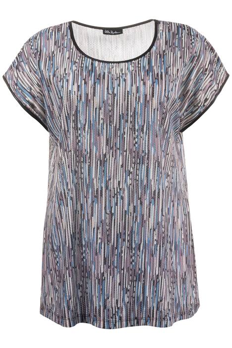 Textured Crochet Weave Round Neck Dolman Cap Sleeve Knit Top