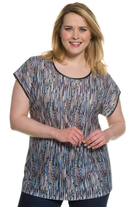 Textured Crochet Weave Round Neck Dolman Cap Sleeve Knit Top