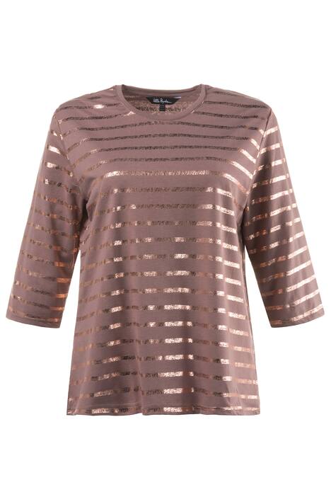 Shirt, Classic, Metallic-Streifen, 3/4-Arm