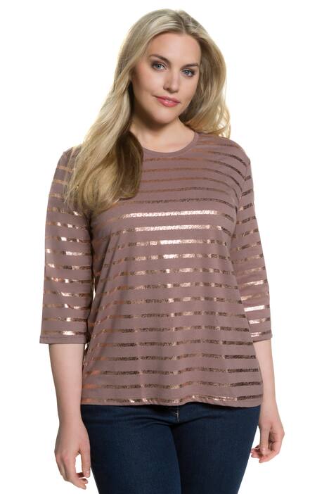 Shirt, Classic, Metallic-Streifen, 3/4-Arm