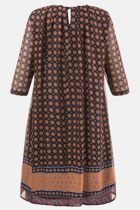 Kleid, transparente 3/4-Ärmel, weiter Schnitt, blickdichtes Futter