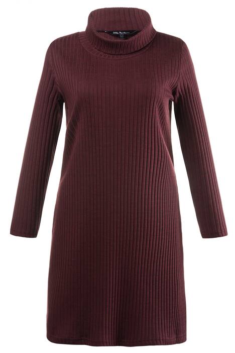 Jerseykleid, weiter Rollkragen, Rippjersey, Langarm
