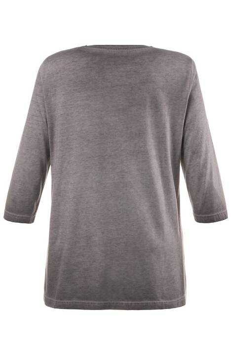 Burnout Diamond Pattern Round Neck Three Quarter Sleeve Knit Top