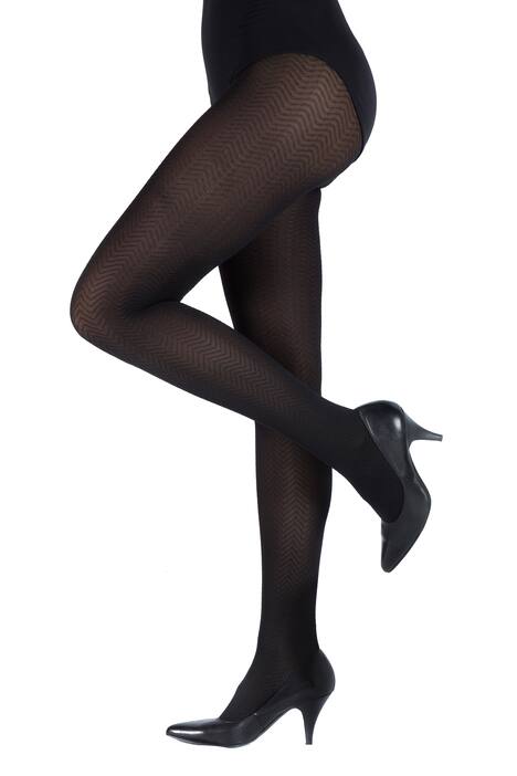 Herringbone Textured Elastic Waist Stretch Tights