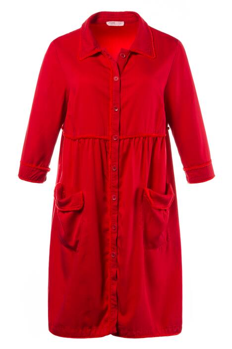 Mantelkleid, Fransenkanten, Quernaht, 3/4-Arm, Lyocell