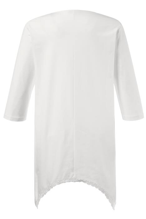 Shirt, Bio-Baumwolle, Teilungsnähte, Spitze am Zipfelsaum, 3/4-Ärmel, große Größen