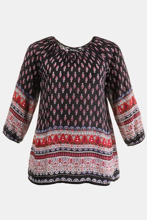 Border Print Peasant Blouse Modern Design