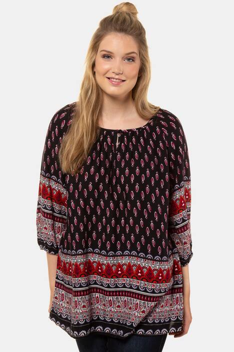 Border Print Peasant Blouse Modern Design