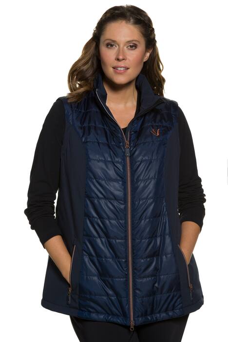 Mixed Fabric Copper Accent ZIpper Front Zip Pocket Vest