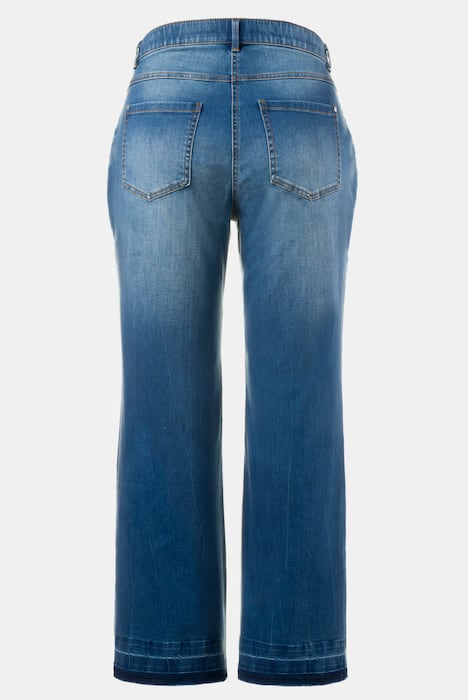 Raw Hem 5 Pocket Front Button Zipper Mary WIde Leg Marlene Jeans