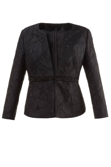 Jacquard Bead Trim Hook & Eye Closure Jacket