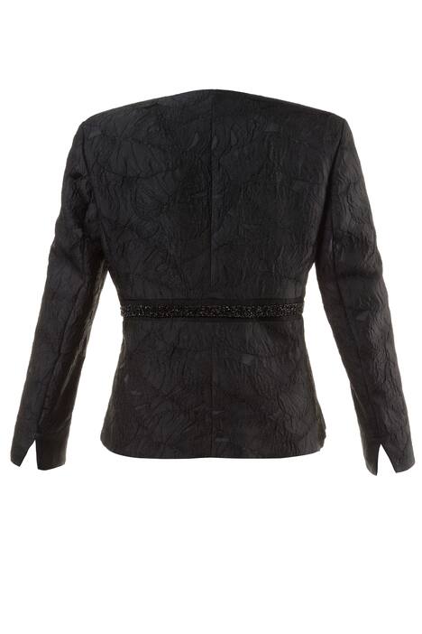 Jacquard Bead Trim Hook & Eye Closure Jacket