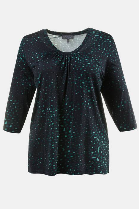 Lots of Dots Gathered V-Neck Classic Fit Stretch Knit Top