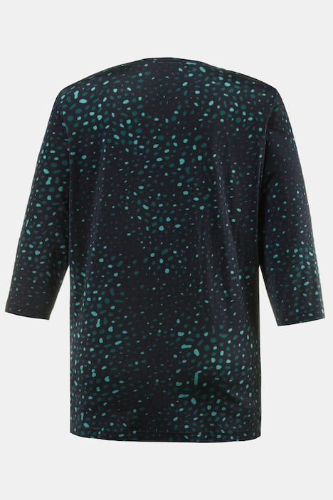 Lots of Dots Gathered V-Neck Classic Fit Stretch Knit Top