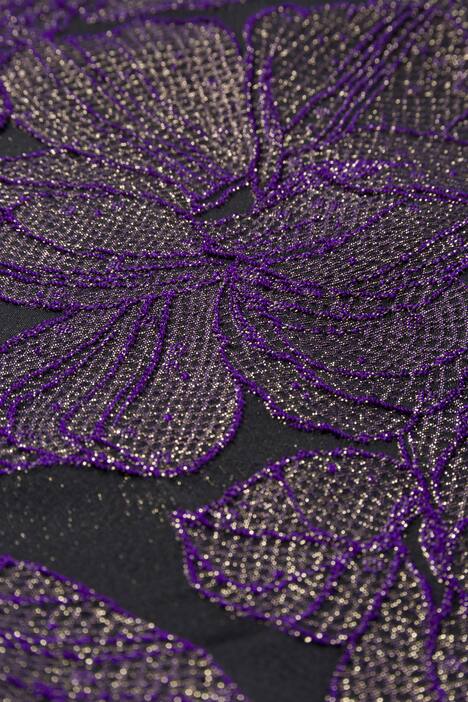 Gold Metallic Floral Design Jacquard 3/4 Sleeve Jacket
