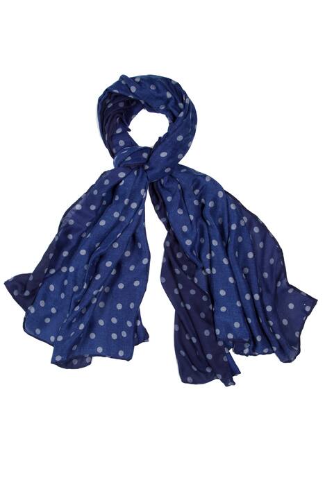 Shades of Blue Dot Print Polyester Scarf