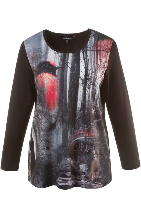 Red Bird Photo Print Round Neck L/S Classic Fit Tee