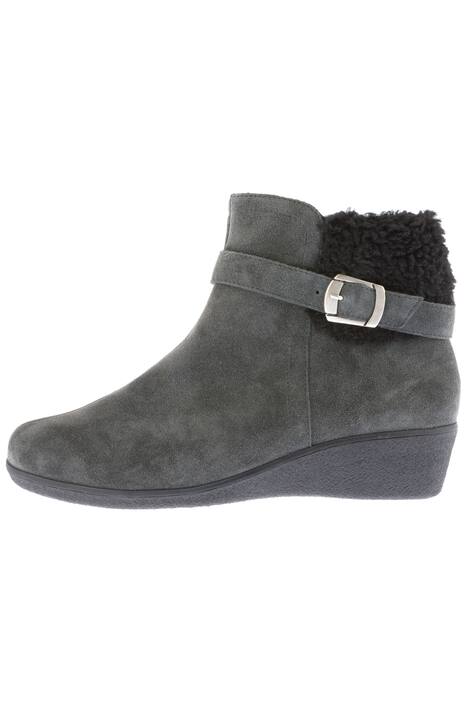 Stiefeletten, Fellbesatz, Veloursleder, Weite H